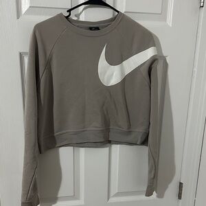 Nike Cropped Grey Sweatshirt with White Swoosh
